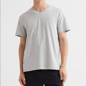 H&M Men’s Grey Regular Fit V-neck T-shirt